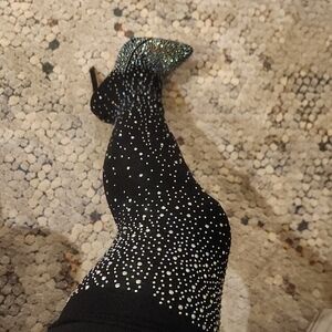 PrettyLittleThing Black and Silver Heeled Boots